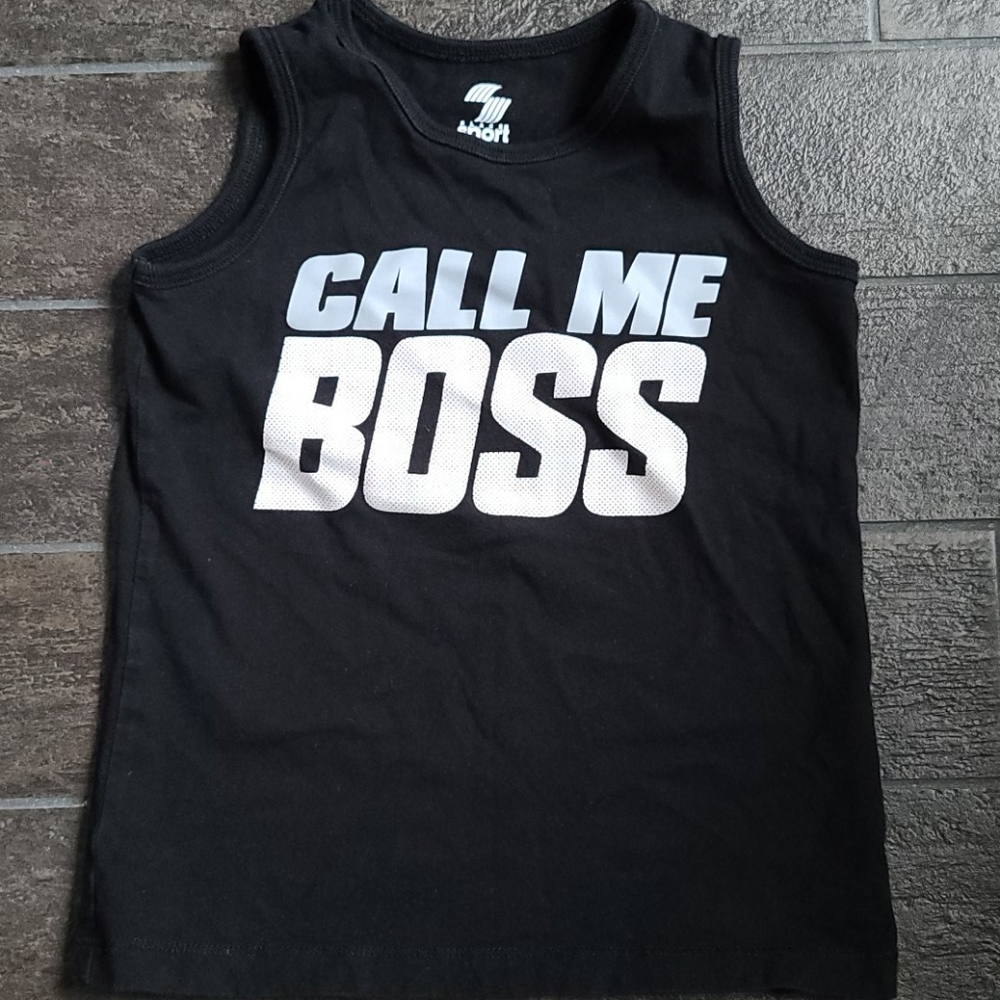 Toddler "Call Me Boss" Black Tank Top Tee